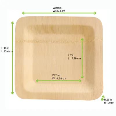 Plate 10X10 IN Bamboo Natural Square 25 Count/Pack 2 Packs/Case 50 Count/Case