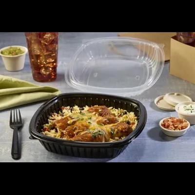 Take-Out Container Hinged 9X9 IN PP Black Clear Square 180/Case