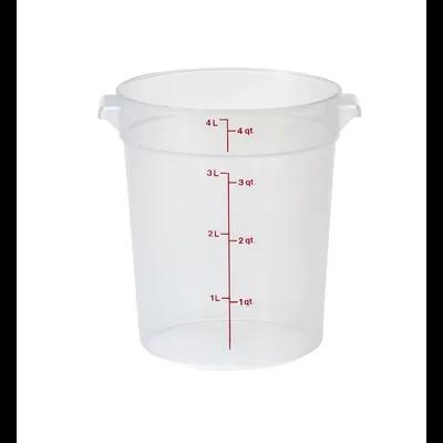 Food Storage Container 4 QT Translucent Round PP Freezer Safe 1/Each