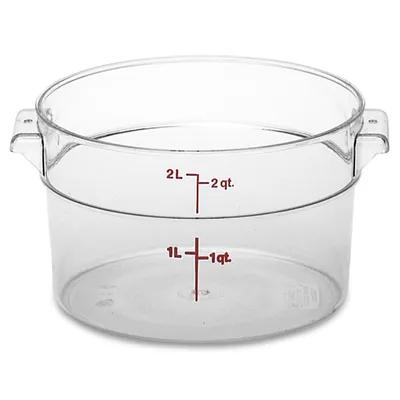 Food Storage Container 7.1875X4.1875 IN 2 QT Clear Round PC Dishwasher Safe 1/Each