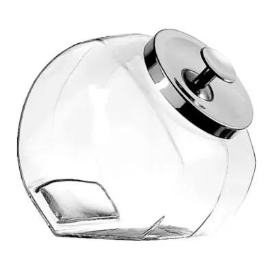 Candy Jar 1 GAL 9.25X6.75X8.13 IN Glass Clear Chrome Round With Lid 4/Case