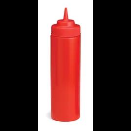 Bottle 24 OZ 2.75X9 IN PE Plastic Red Round Wide Mouth Dishwasher Safe Squeeze 1/Each