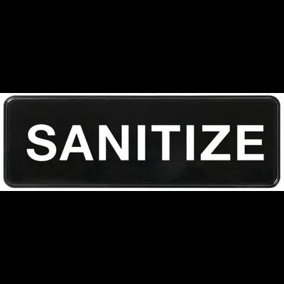 Sanitize Sign 9X3 IN Plastic White Black Self-Adhering 1/Each