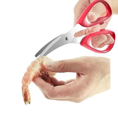 Maine Man Seafood Shears 7.25 IN Stainless Steel Acrylonitrile Butadiene Styrene (ABS) Red Dishwasher Safe 1/Each