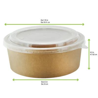 Bucket & Tub With PP Lid 40 OZ Paper Kraft Round 25 Count/Pack 8 Packs/Case 200 Count/Case