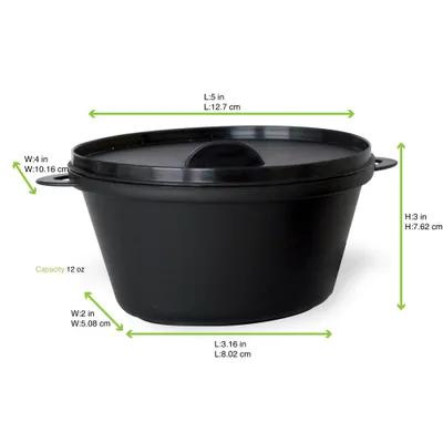 Casserole Take-Out Container Base & Lid Combo 12 OZ Plastic Black 6 Count/Pack 24 Packs/Case 144 Count/Case