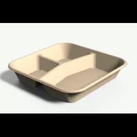Take-Out Container Base 9X9 IN 3 Compartment Sugarcane Kraft 400/Case