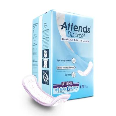 Attends® Discreet Ultimate Bladder Control Pad Womens 15X5 IN 20 Count/Bag 10 Bags/Case 200 Count/Case