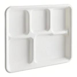 Cafeteria & School Lunch Tray 5 Compartment Pulp Fiber Shrink Wrapped 125 Count/Pack 2 Packs/Case 250 Count/Case