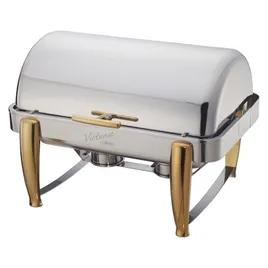 Chafer Full Size 24.5X18.375X17.75 IN 8 QT Gold Rectangle Stainless Steel With Roll-Top Lid 1/Each