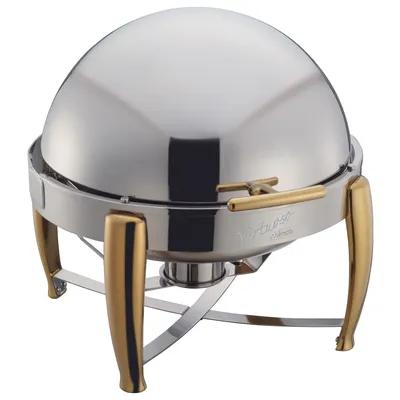 Chafer 18.875X19.5X18.25 IN 6 QT Gold Round Stainless Steel With Roll-Top Lid 1/Each