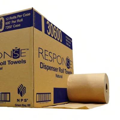 Response® Roll Paper Towel 8IN X600FT 1PLY Natural Hardwound 2IN Core Diameter 12/Case