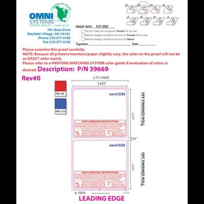 Label 500 Count/Roll 30 Rolls/Case 15000 Count/Case