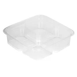 Greenware® Deli Container Base 16.4 OZ 4 Compartment PLA Clear Square Shallow 300/Case