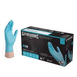 Gloveworks® Gloves Medium (MED) Blue 5MIL Textured Nitrile 100 Count/Pack 10 Packs/Case 1000 Count/Case