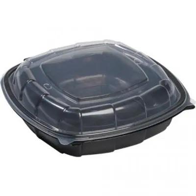 Victoria Bay Take-Out Container Hinged With High Dome Lid 9X9X3 IN PP Black Clear Square 112/Case