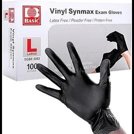 Examination Gloves Large (LG) Black Vinyl Latex Free Powder-Free 100 Count/Pack 10 Packs/Case 1000 Count/Case