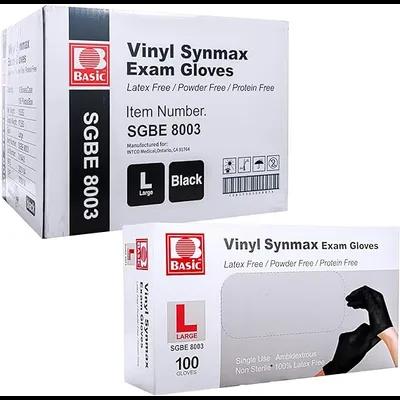 Examination Gloves Large (LG) Black Vinyl Latex Free Powder-Free 100 Count/Pack 10 Packs/Case 1000 Count/Case