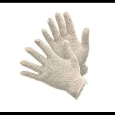 Gloves Medium (MED) White 600g Knit Cotton Polyester Blend Elastic Wrists Reversible 25/Pack