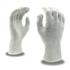 Gloves Large (LG) White Heavy Duty String Knit Cotton Polyester Blend Food Safe 12 Count/Bag 25 Bags/Case