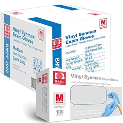 Synmax Gloves Medium (MED) Blue Vinyl Nitrile Powder-Free Latex Free 100 Count/Box 10 Box/Case