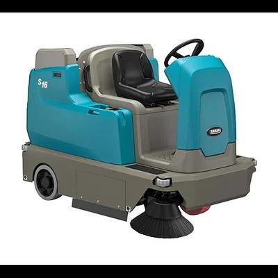 Indoor Outdoor Floor Sweeper 46IN Ride-On Compact 2-Stage HEPA Filter Battery 1/Each