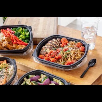 MealMaster® Take-Out Container Base Large (LG) 9.375X8X1.5 IN MFPP Black Rectangle 1/Case