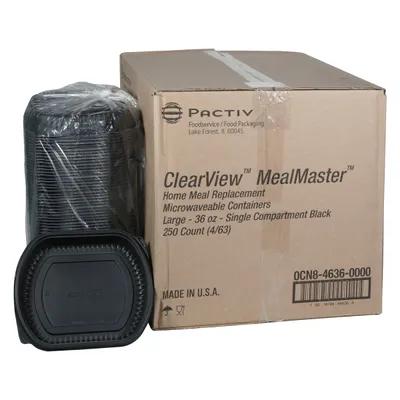 MealMaster® Take-Out Container Base Large (LG) 9.375X8X1.5 IN MFPP Black Rectangle 1/Case