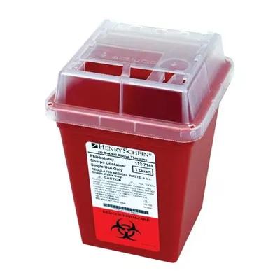 Medical Waste Box 4.5X4.5X6.60 IN 1 QT Red PP Slide Top 80/Case