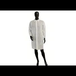 Lab Coat XL White PP No Pockets Velcro Backing With Elastic Wrist 50/Case