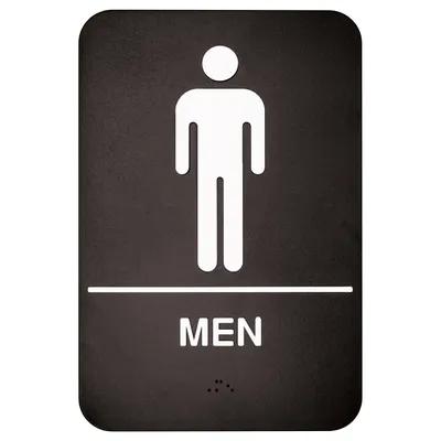 Men's Room Sign 6X9 IN Plastic White Black 1/Each