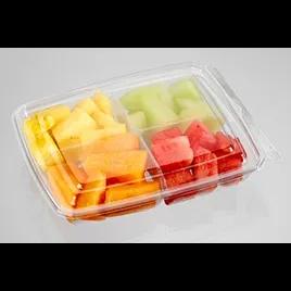 Fresh N' Sealed® Deli Container Hinged With Flat Lid 16 OZ 4 Compartment PET Clear Rectangle 240/Case