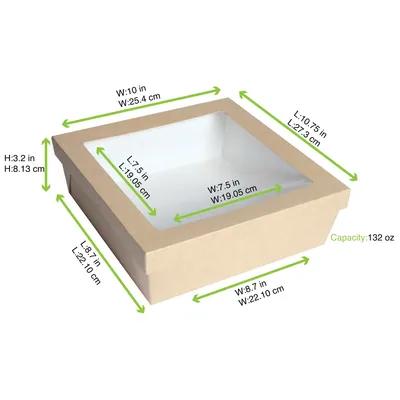 Take-Out Box Base & Lid Combo 8.7X8.7X3.2 IN Corrugated Paperboard Kraft 25 Count/Pack 4 Packs/Case 100 Count/Case