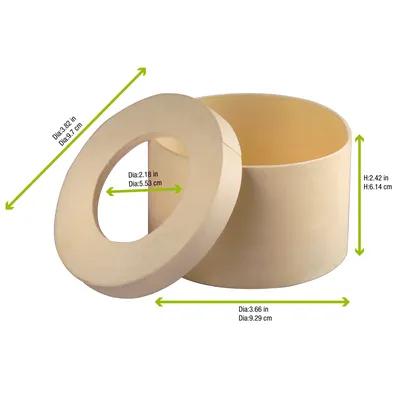 Take-Out Box 3.7X3.7 IN Wood Natural Round With Window Grease Resistant 100 Count/Pack 1 Packs/Case 100 Count/Case