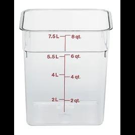 Food Storage Container 8.4X8.6X9.1 IN 8 QT Clear Square PC Dishwasher Safe Freezer Safe 6/Case