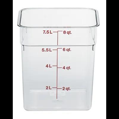 Food Storage Container 8.4X8.6X9.1 IN 8 QT Clear Square PC Dishwasher Safe Freezer Safe 6/Case