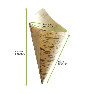 Take-Out Cone 1.5 OZ Bamboo Leaf Natural 100 Count/Pack 10 Packs/Case 1000 Count/Case