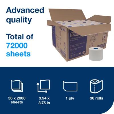 Tork Toilet Paper & Tissue Roll T26 3.75X3.77 IN 625 FT 1PLY White High Capacity Embossed 2000 Sheets/Roll 36 Rolls/Case