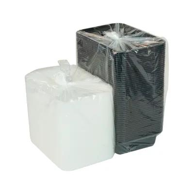 Take-Out Container Base & Lid Combo With Dome Lid 38 OZ PP Black Clear Rectangle 150/Case