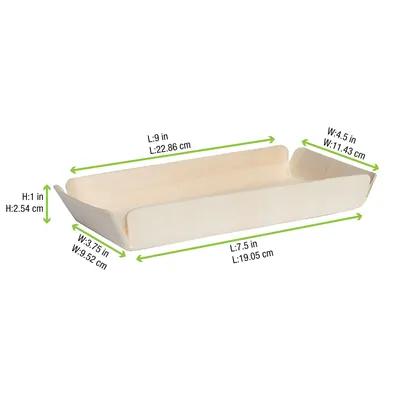 Canada Paper Lined Serving Tray 8.2X4.1X1.1 IN Wood Natural Rectangle 60 Count/Pack 6 Packs/Case 360 Count/Case