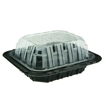 Chicken Container & Lid Combo With Dome Lid Small (SM) 2 Piece 7X6X3.3 IN MFPP OPS Black Clear Without Handle 200/Case