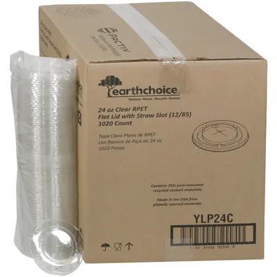 EarthChoice® Lid Flat 4X0.3 IN RPET Clear For 12-24 OZ Cold Cup With Hole 1020/Case