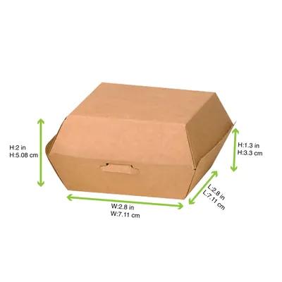 Take-Out Box Hinged With Dome Lid 2.8X2.8X2 IN Corrugated Paperboard Kraft 50 Count/Pack 10 Packs/Case 500 Count/Case