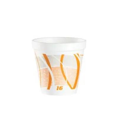 Dart® Food Container Base 16 OZ Polystyrene Foam Orange Gray Impulse Round Squat 500/Case