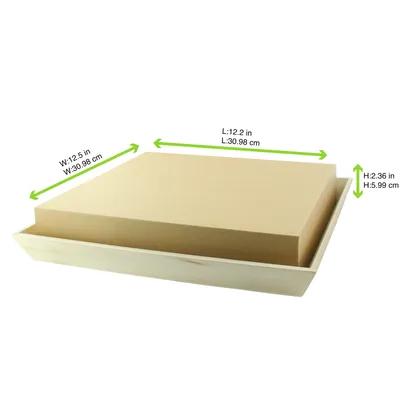 Lid Flat 12.2X12.2X2.36 IN Paper Kraft Square For Container 10 Count/Pack 5 Packs/Case 50 Count/Case
