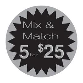 Pick 5 Mix or Match $25 Label 2.375 IN Gray Black Circle 500/Roll