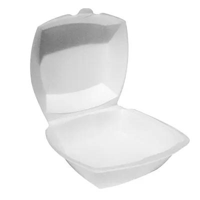 Take-Out Container Hinged With Dome Lid 6X6X3 IN Polystyrene Foam White Square 500/Case