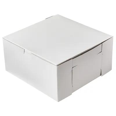 Easy Lock Cake Box 10X10X5 IN SUS Paperboard CRB White Square Lock Corner 1-Piece 100/Bundle