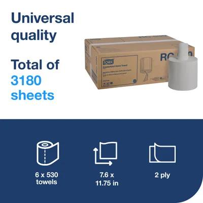 Tork Roll Paper Towel M23 11.75X7.6 IN 518.958 FT 2PLY White Centerfeed Embossed Refill 530 Sheets/Roll 6 Rolls/Case