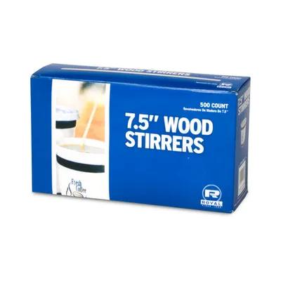 Coffee Stirrer 7.5 IN Wood Natural Unwrapped Flat 500 Count/Pack 10 Packs/Case 5000 Count/Case